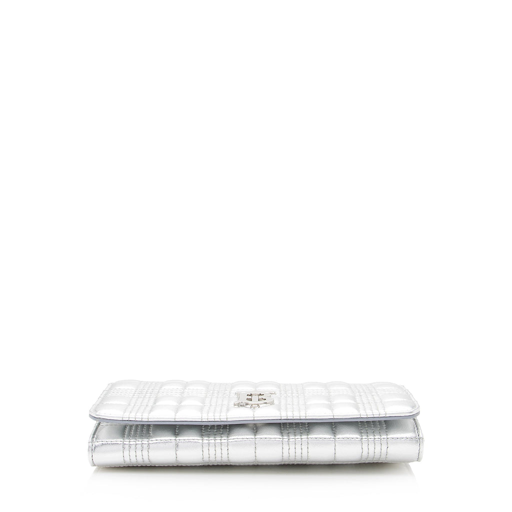 Burberry Metallic Quilted Lambskin TB Lola Wallet on Chain (SHF-22393)