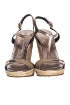 Burberry - Metallic Strap w/ Signature Plaid Espadrille Wedges Sz 8