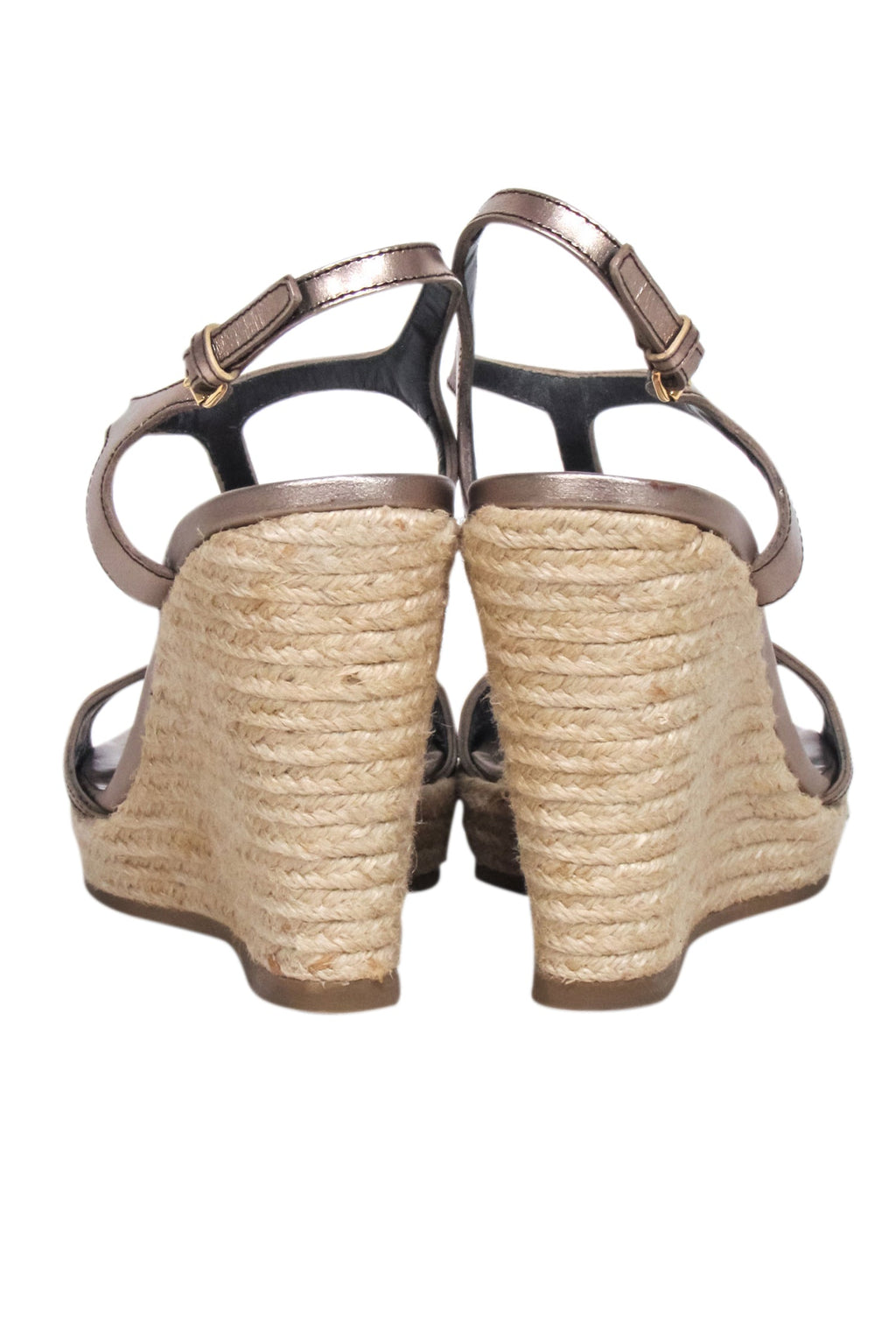 Burberry - Metallic Strap w/ Signature Plaid Espadrille Wedges Sz 8