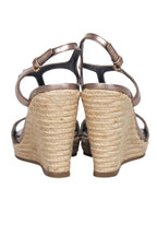 Burberry - Metallic Strap w/ Signature Plaid Espadrille Wedges Sz 8