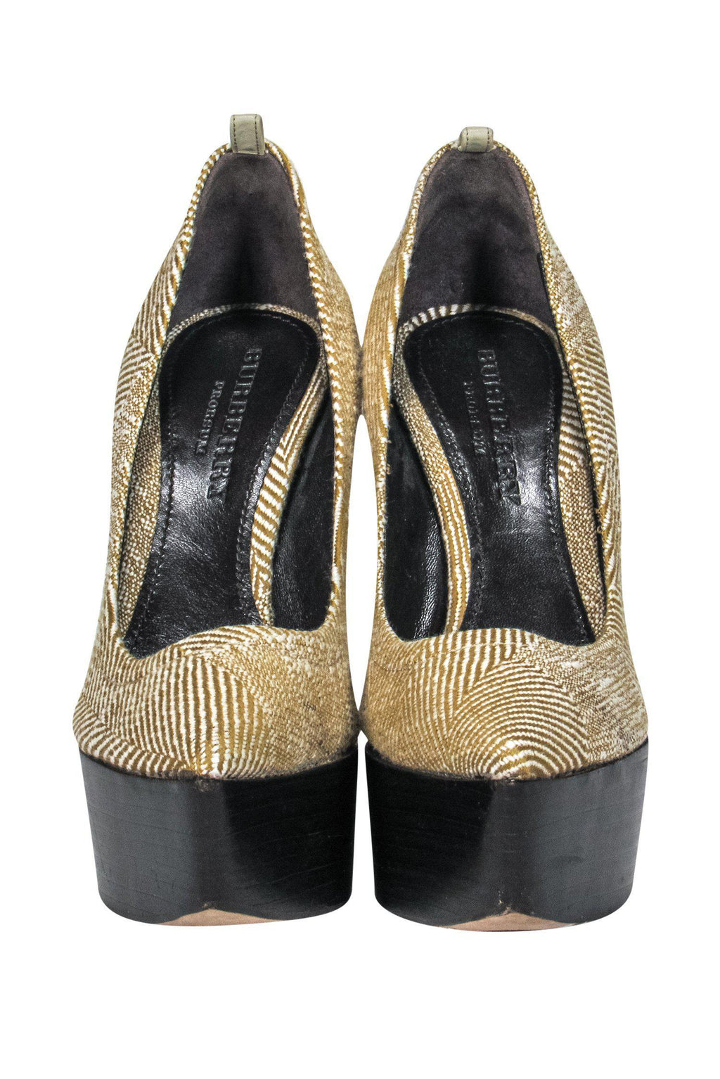 Burberry - Mustard & Brown Platform Wedges Sz 7