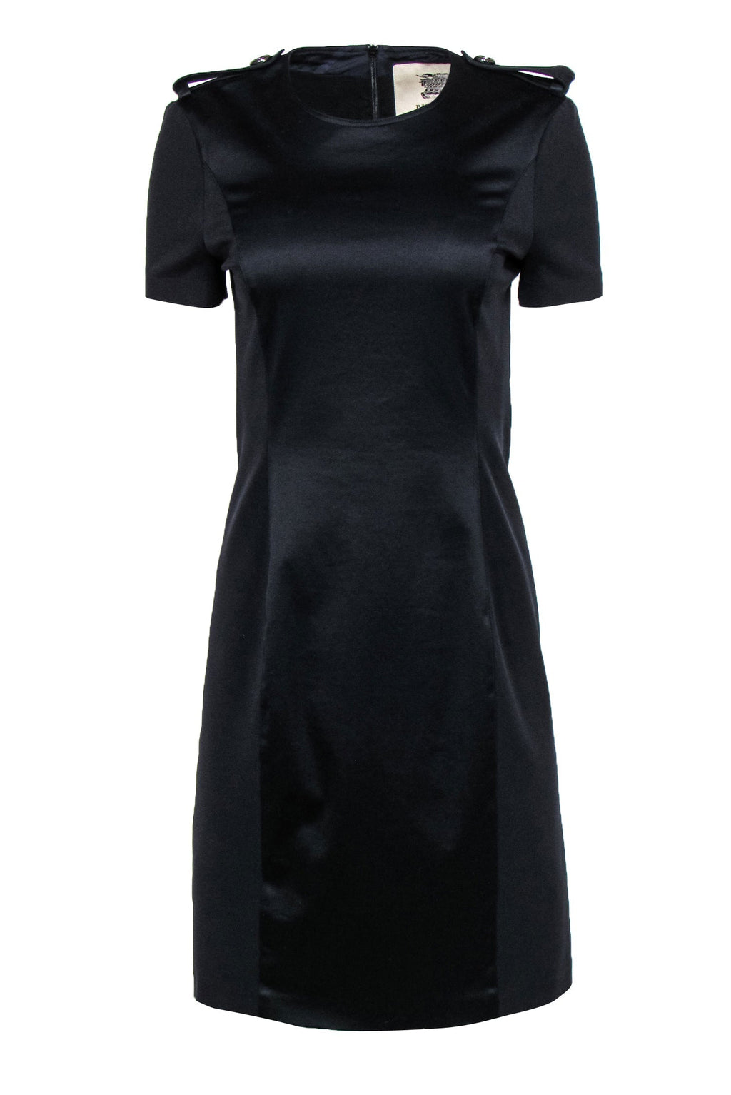 Burberry - Navy & Black Paneled Short Sleeve Sheath Dress Sz 6