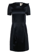 Burberry - Navy & Black Paneled Short Sleeve Sheath Dress Sz 6