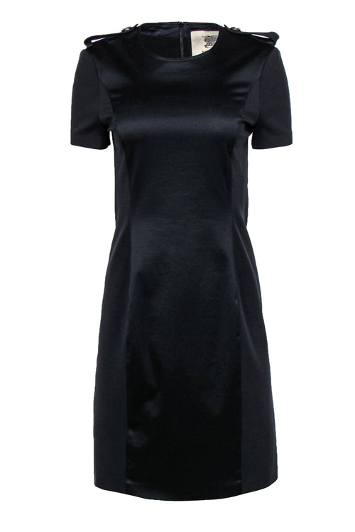 Burberry - Navy & Black Paneled Short Sleeve Sheath Dress Sz 6