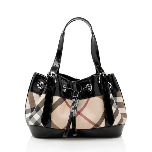 Burberry Nova Check Beaton Drawstring Shoulder Bag (SHF-18615)