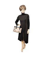 Burberry Nova Check Canvas Leather Boston Bag Beige Navy Blue 25