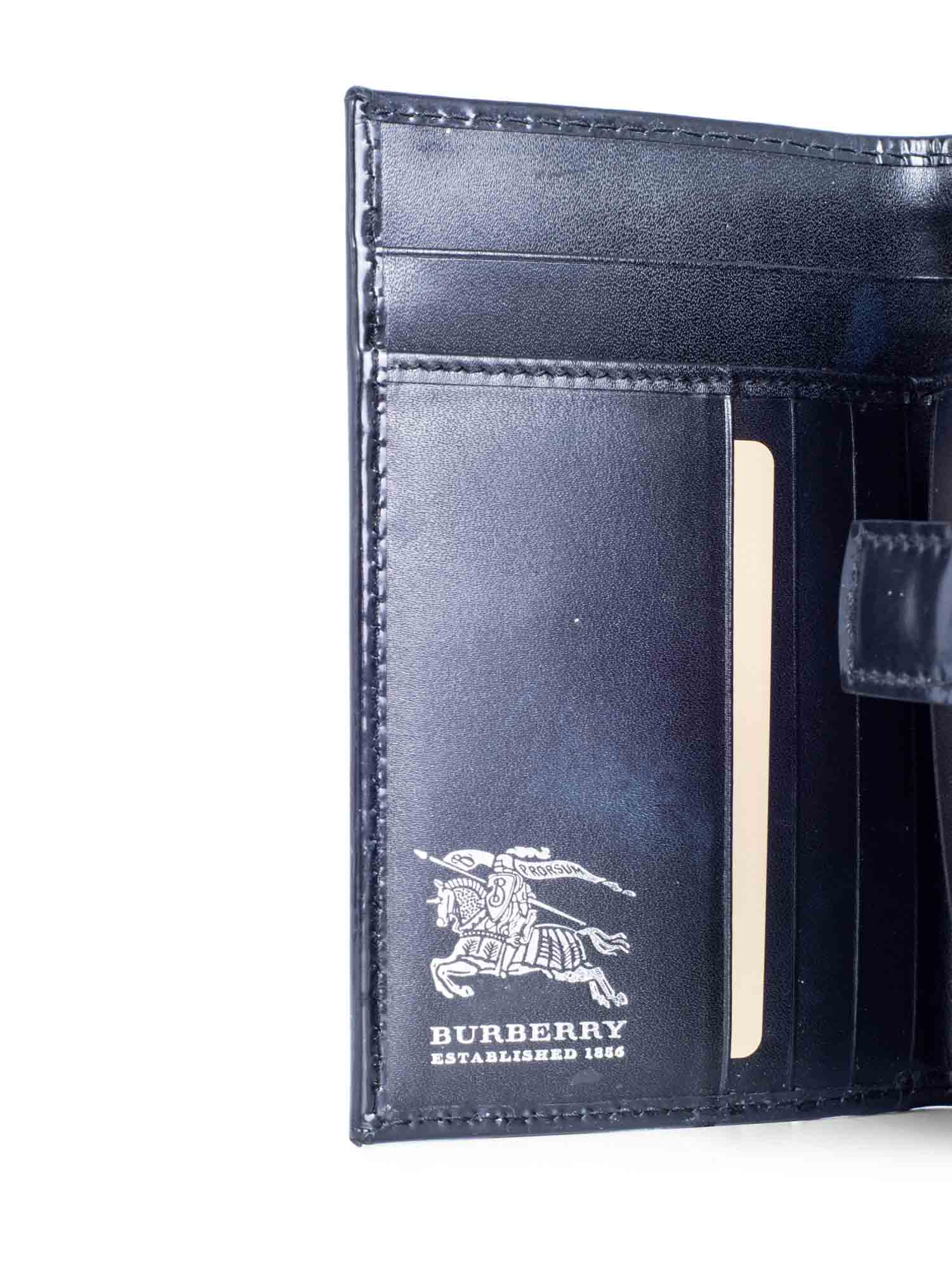 Burberry Nova Check Leather Buckle Wallet Beige Black Silver