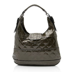 Burberry Patent Leather Studded Brook Hobo (SHF-23635)
