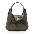 Burberry Patent Leather Studded Brook Hobo (SHF-23635)