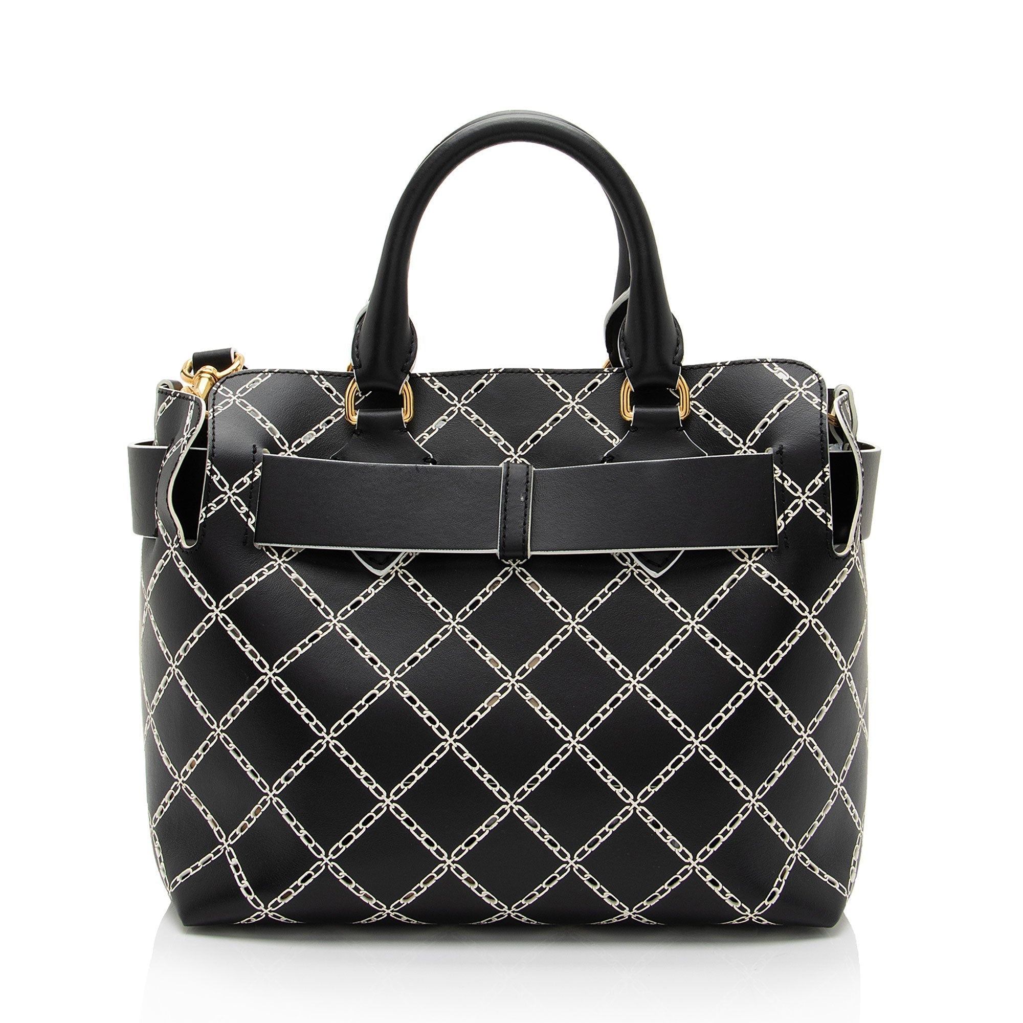 Burberry Perforated Leather Marais Belted Small Tote (SHF-FSQnP3)