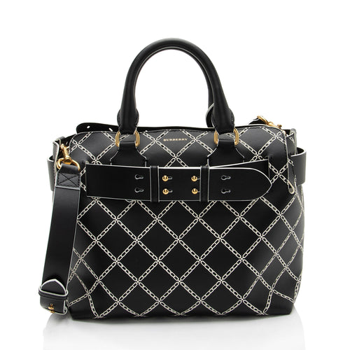 Burberry Perforated Leather Marais Belted Small Tote (SHF-FSQnP3)