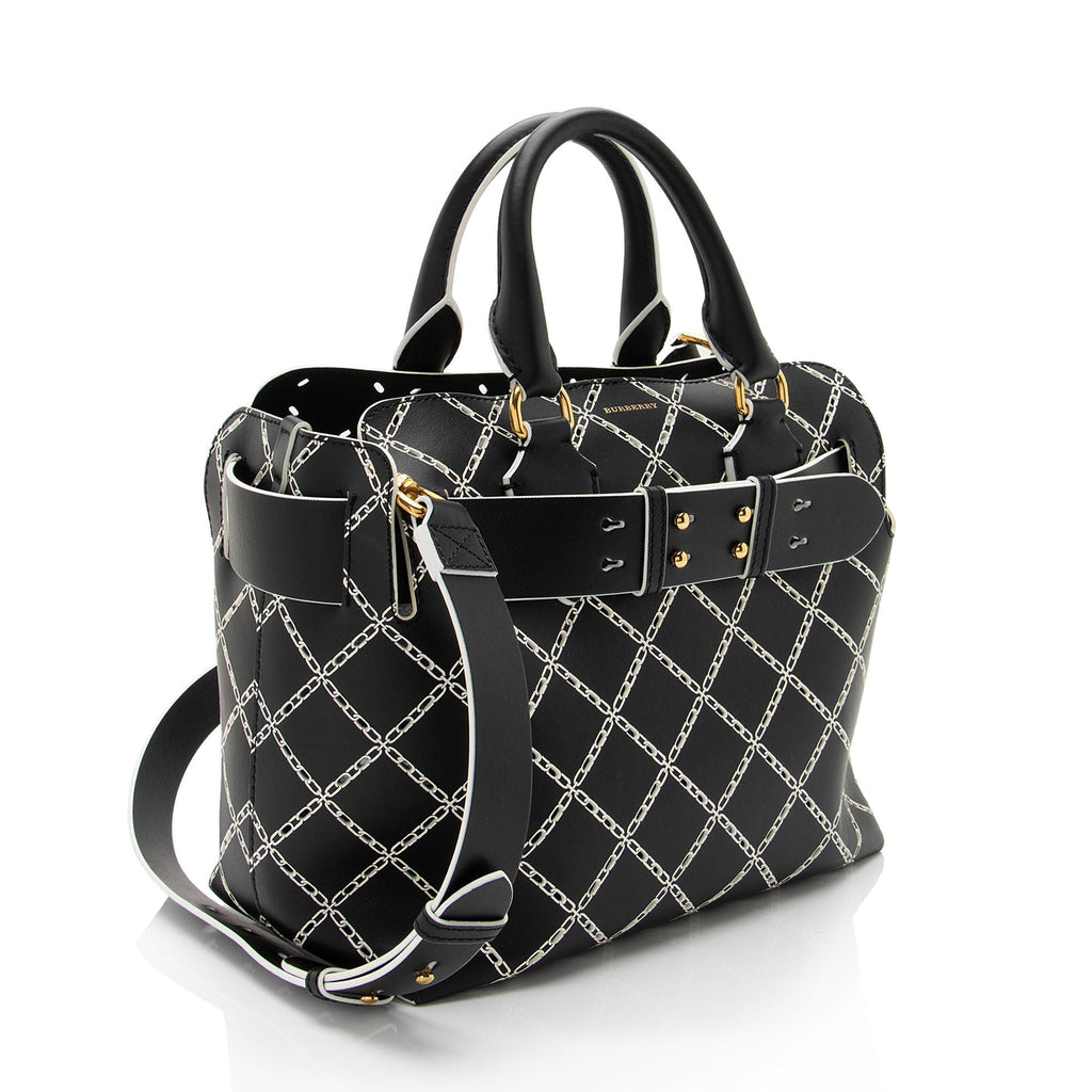 Burberry Perforated Leather Marais Belted Small Tote (SHF-FSQnP3)