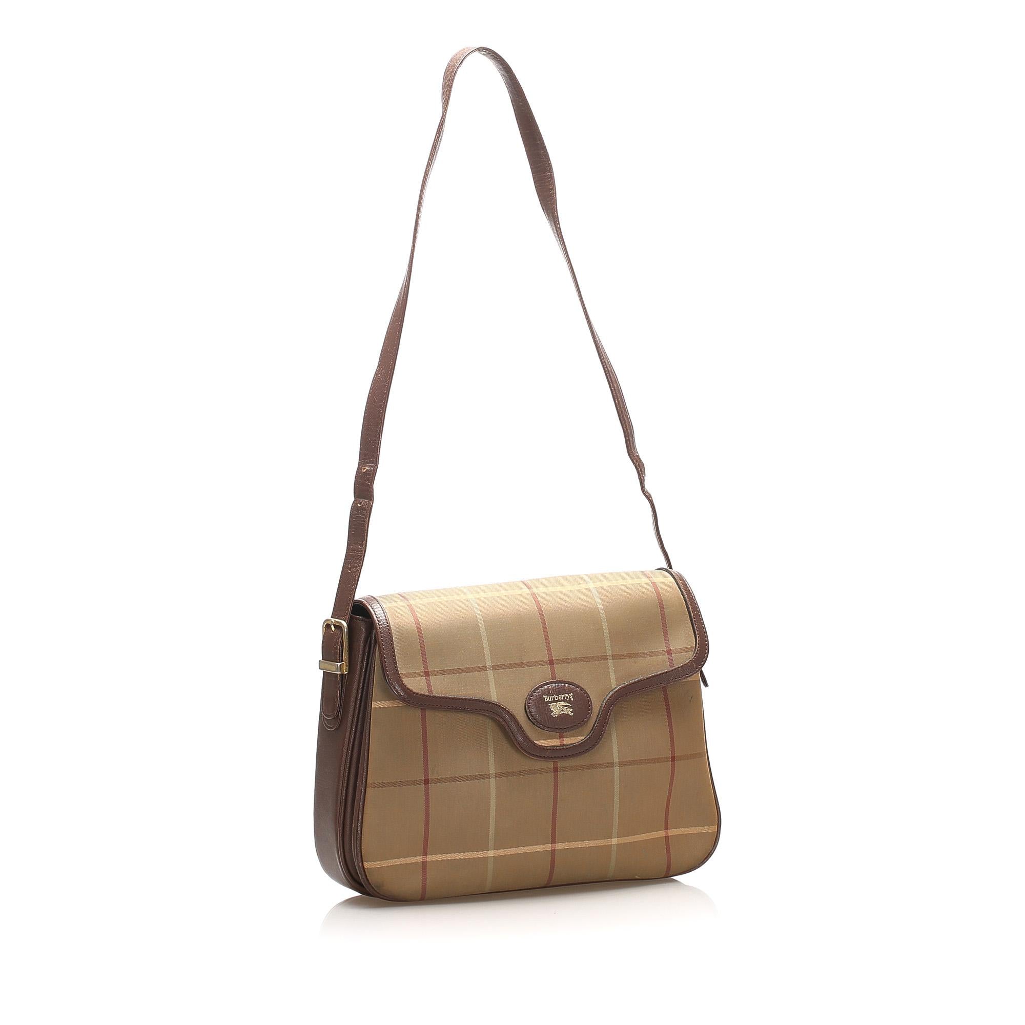 Burberry Plaid Canvas Crossbody Bag (SHG-22411)