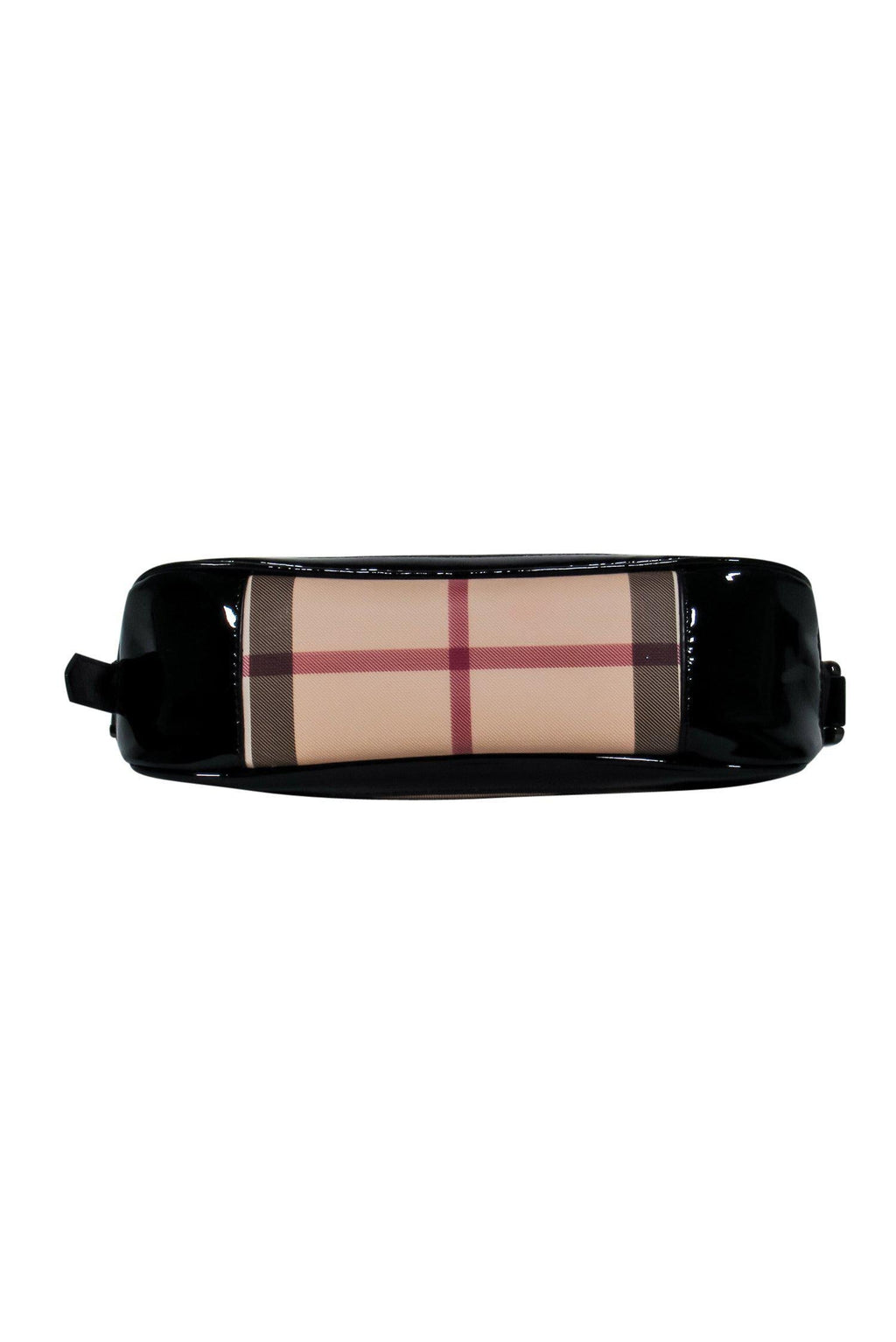 Burberry - Plaid Leather Baguette Shoulder Bag w/ Patent Accents