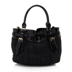 Burberry Prorsum Raffia Leather Whipstitch Satchel (SHF-17845)