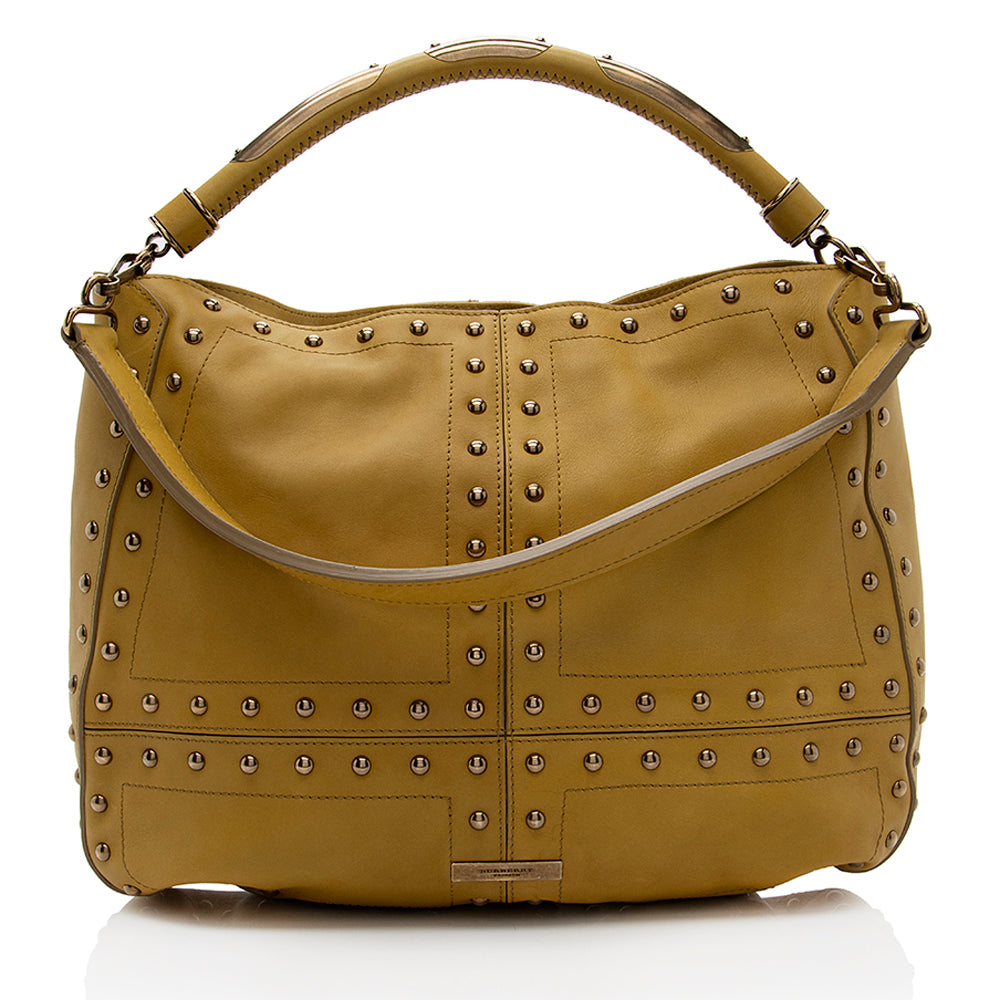 Burberry Prosum Leather Studded Hobo (SHF-18481)