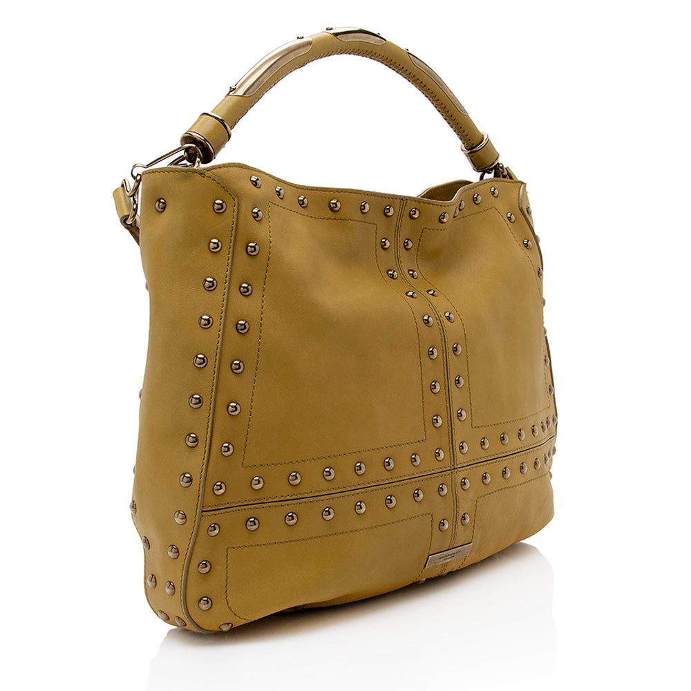 Burberry Prosum Leather Studded Hobo (SHF-18481)