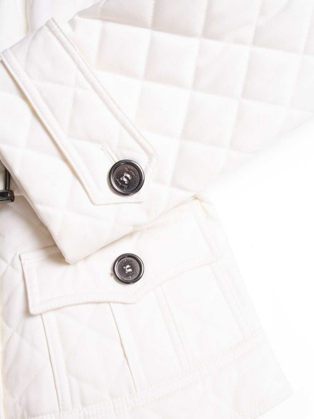 Burberry Quilted Belted Jacket White
