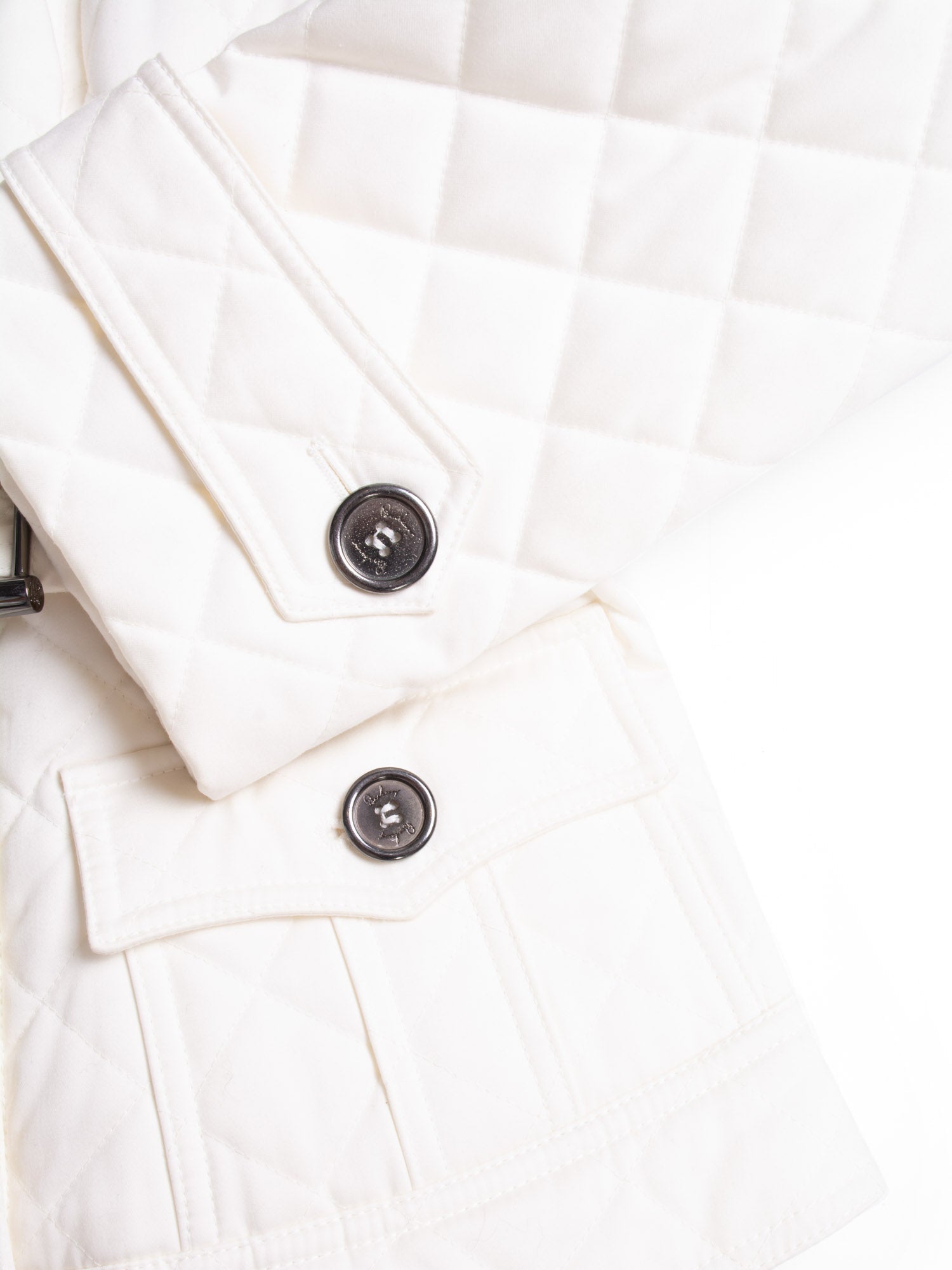 Burberry Quilted Belted Jacket White