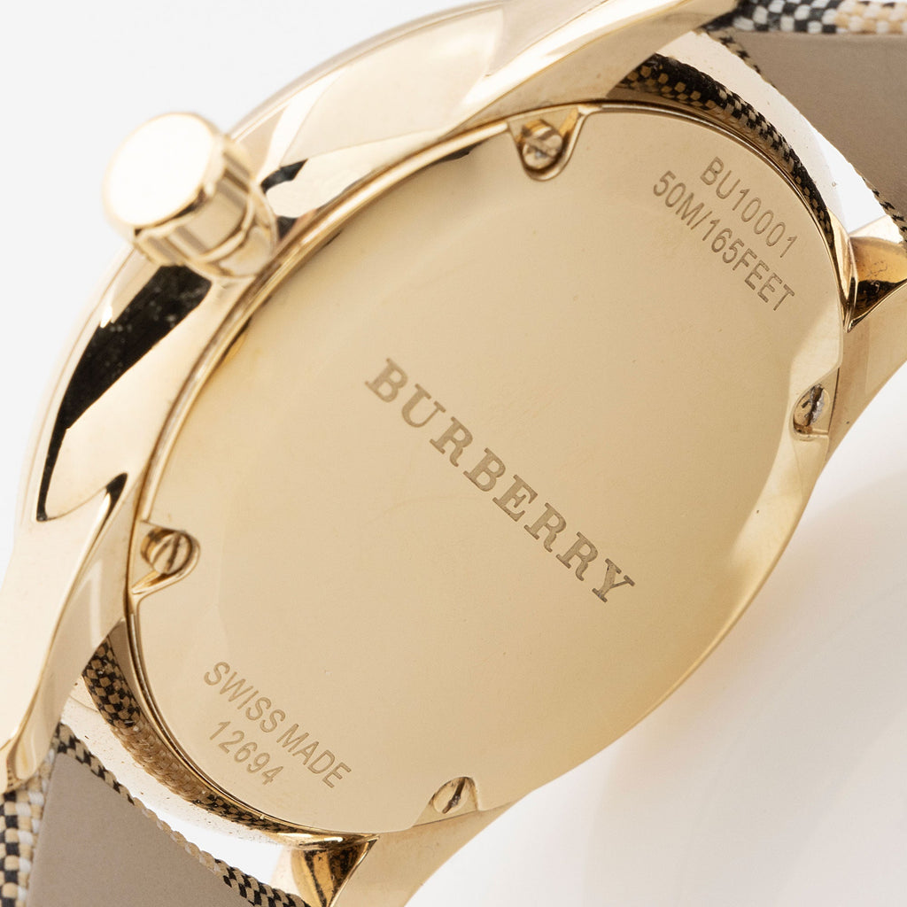 Burberry Stainless Steel Swiss Honey Check Watch (SHF-tXyBvR)