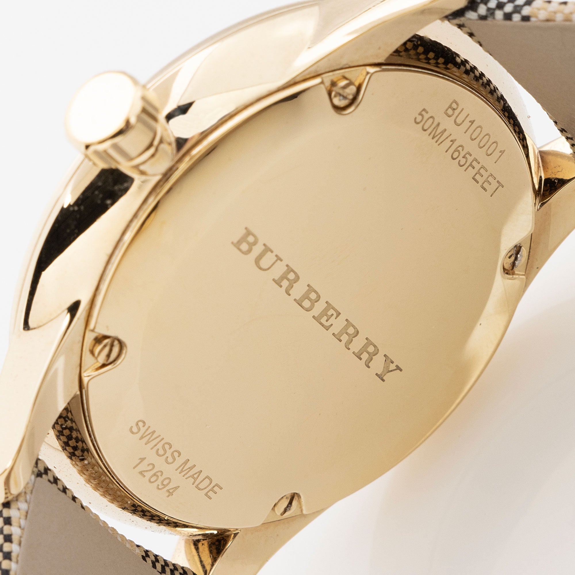 Burberry Stainless Steel Swiss Honey Check Watch (SHF-tXyBvR)