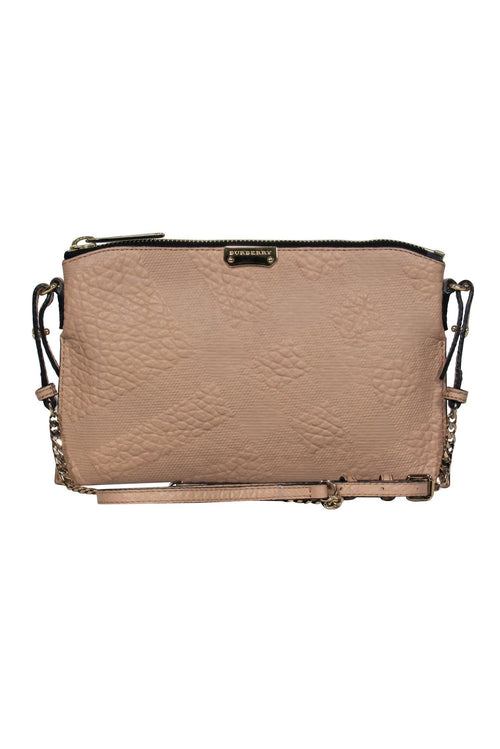 Burberry - Tan Textured Leather Crossbody w/ Gold Chain Strap