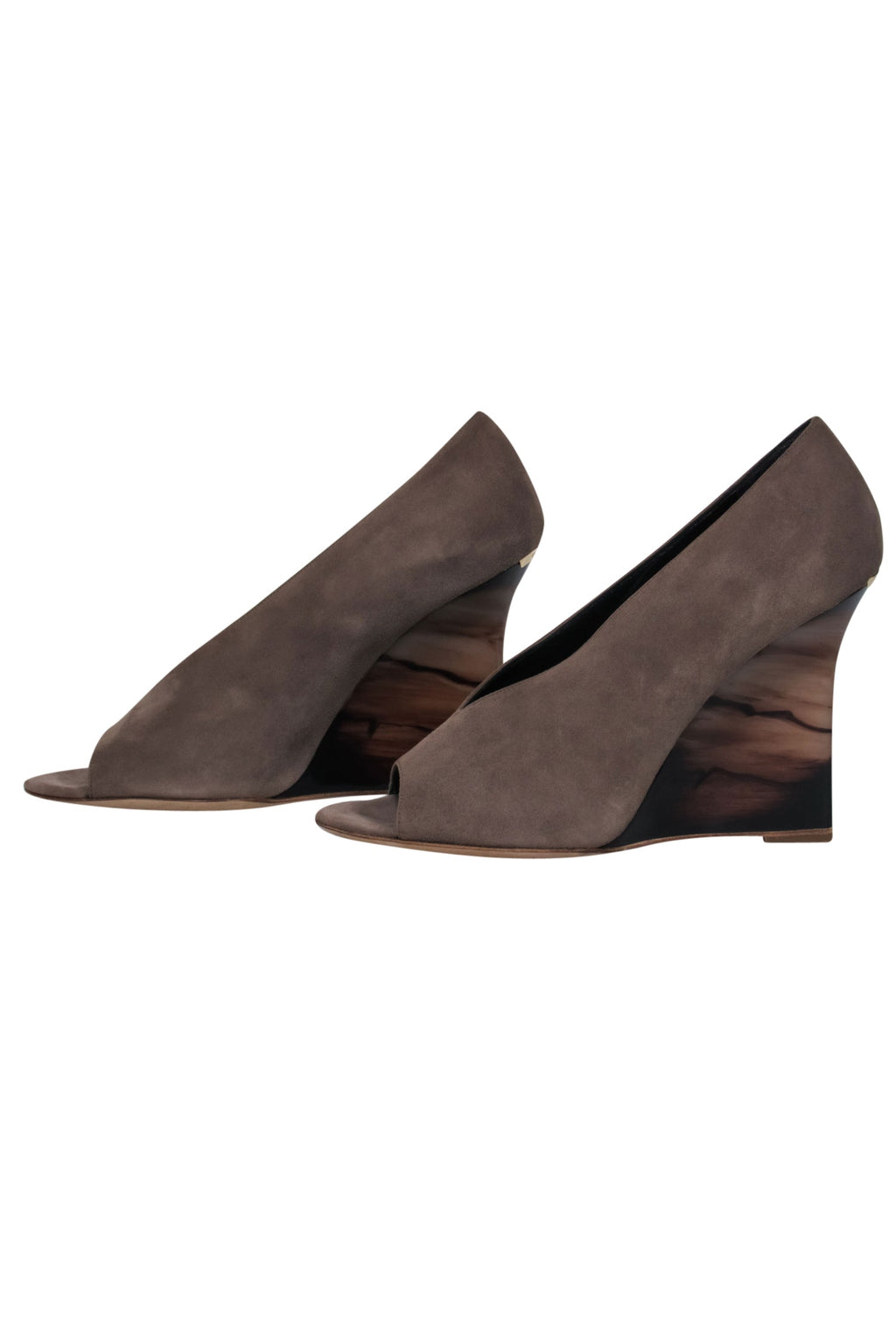 Burberry - Taupe Suede Slip-On Wedges w/ Marbled Heel Sz 10