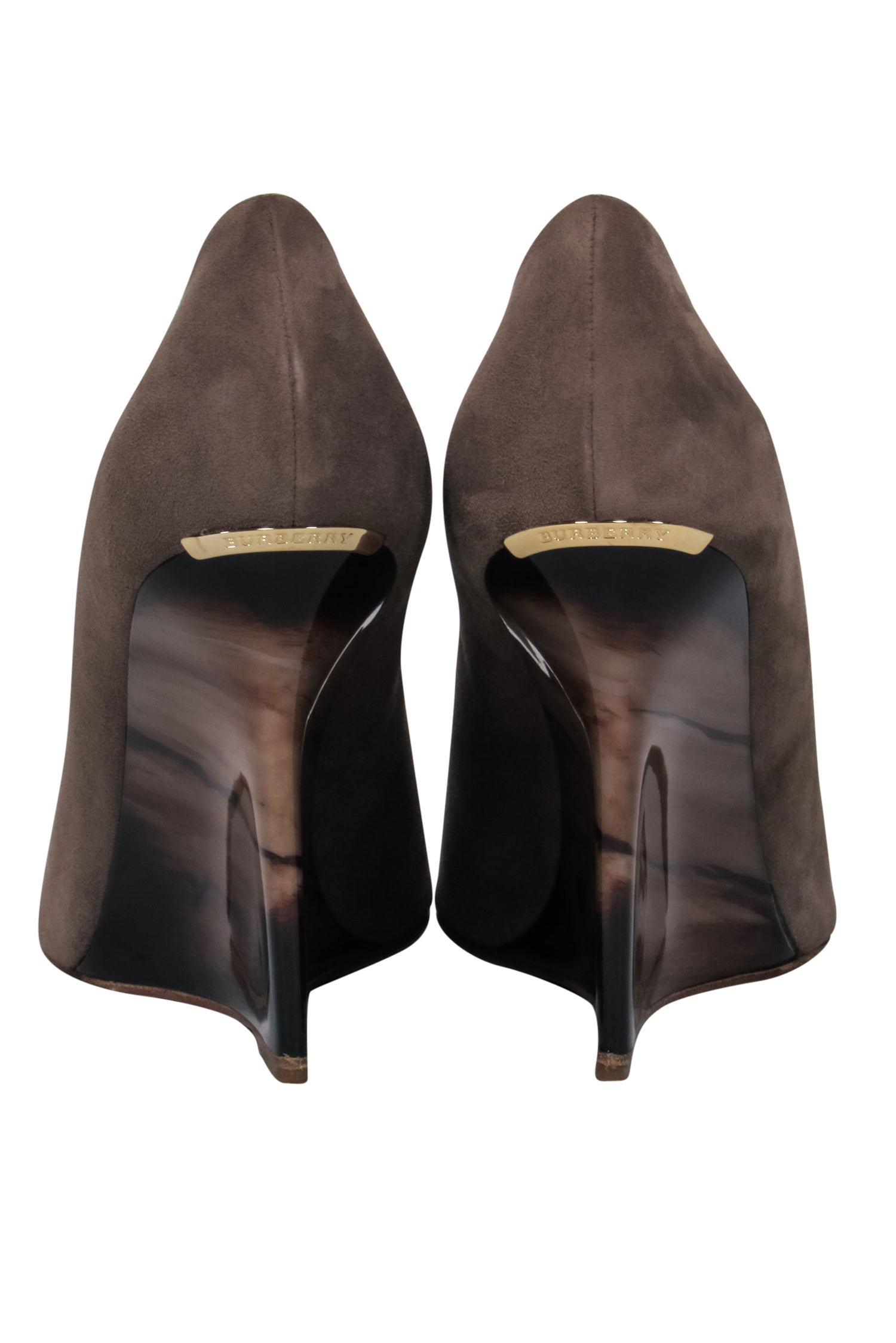 Burberry - Taupe Suede Slip-On Wedges w/ Marbled Heel Sz 10