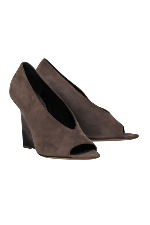 Burberry - Taupe Suede Slip-On Wedges w/ Marbled Heel Sz 10