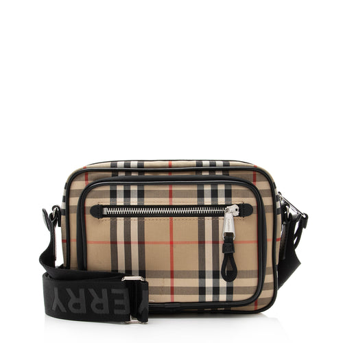 Burberry Vintage Canvas Check Leather Crossbody Bag (SHF-23042)