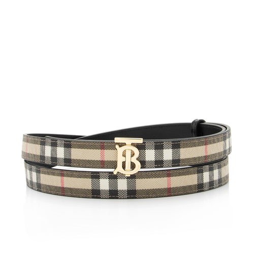 Burberry Vintage Check Leather Reversible TB Monogram Belt - Size 40 / 100 (SHF-wej2gM)