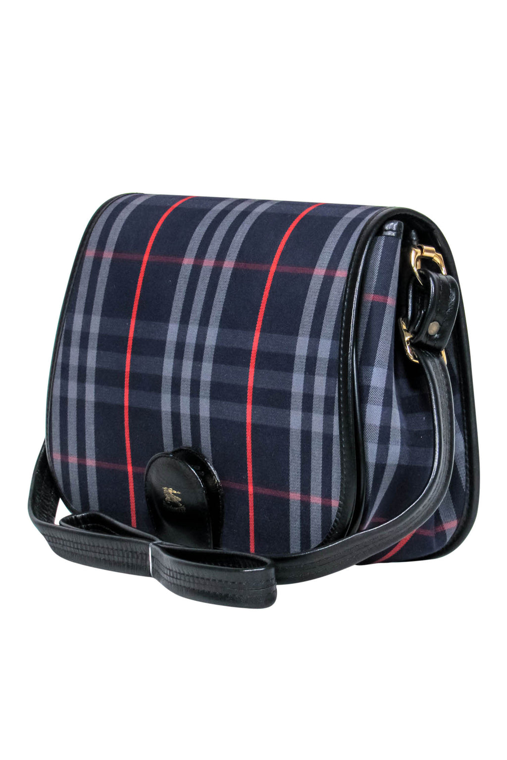 Burberry - Vintage Navy & Red Tartan Saddle Crossbody