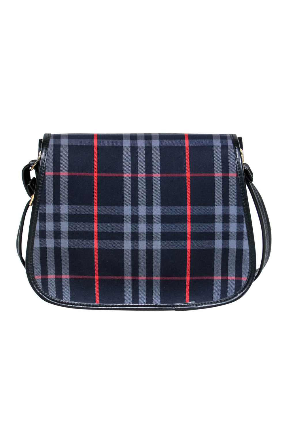 Burberry - Vintage Navy & Red Tartan Saddle Crossbody