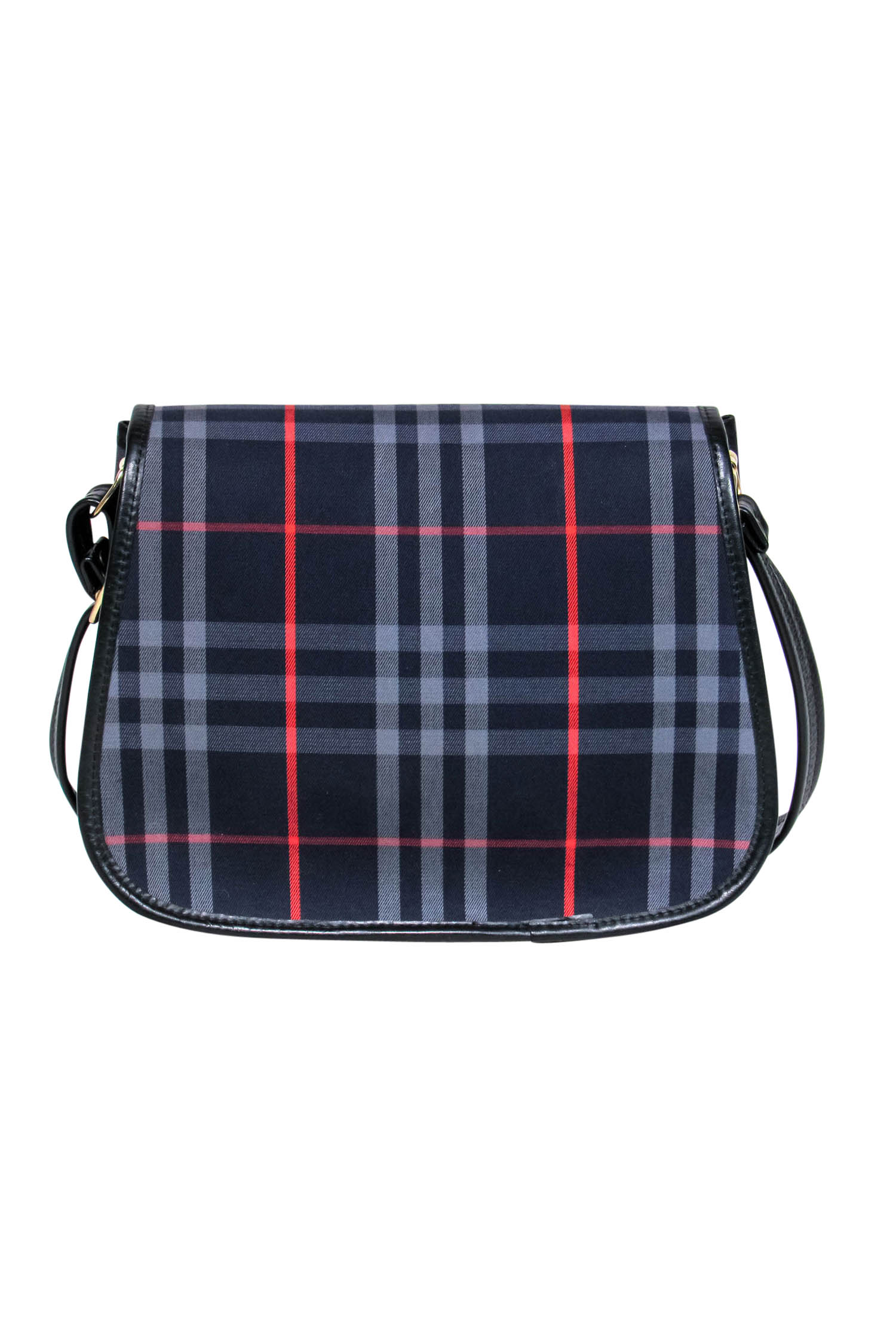 Burberry - Vintage Navy & Red Tartan Saddle Crossbody