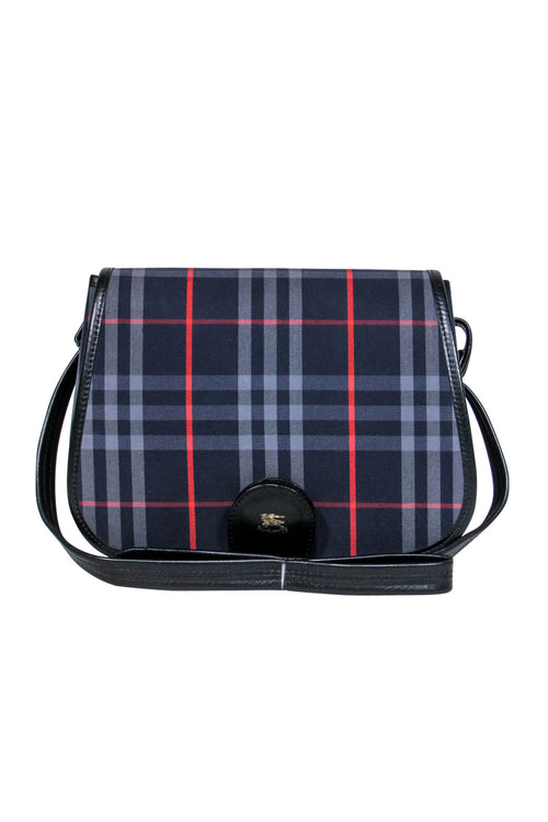 Burberry - Vintage Navy & Red Tartan Saddle Crossbody