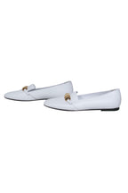 Burberry - White Leather Loafers w/ Gold Buckle Sz 8