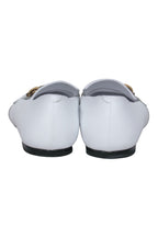 Burberry - White Leather Loafers w/ Gold Buckle Sz 8