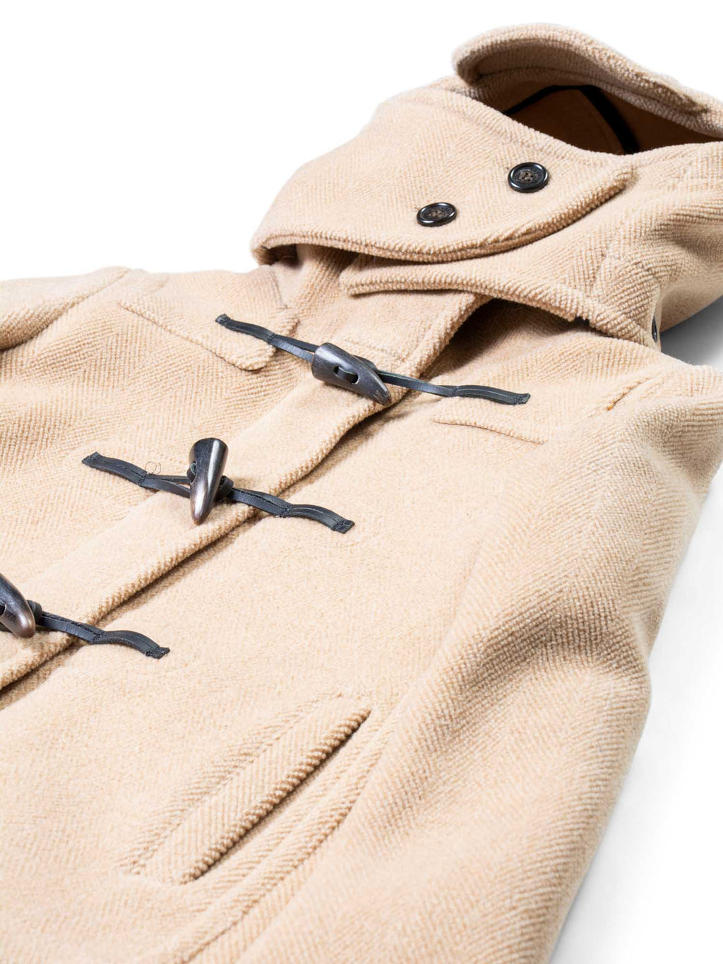 Burberry Wool Toggle Closure Hooded Duffle Jacket Beige