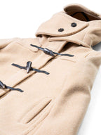 Burberry Wool Toggle Closure Hooded Duffle Jacket Beige