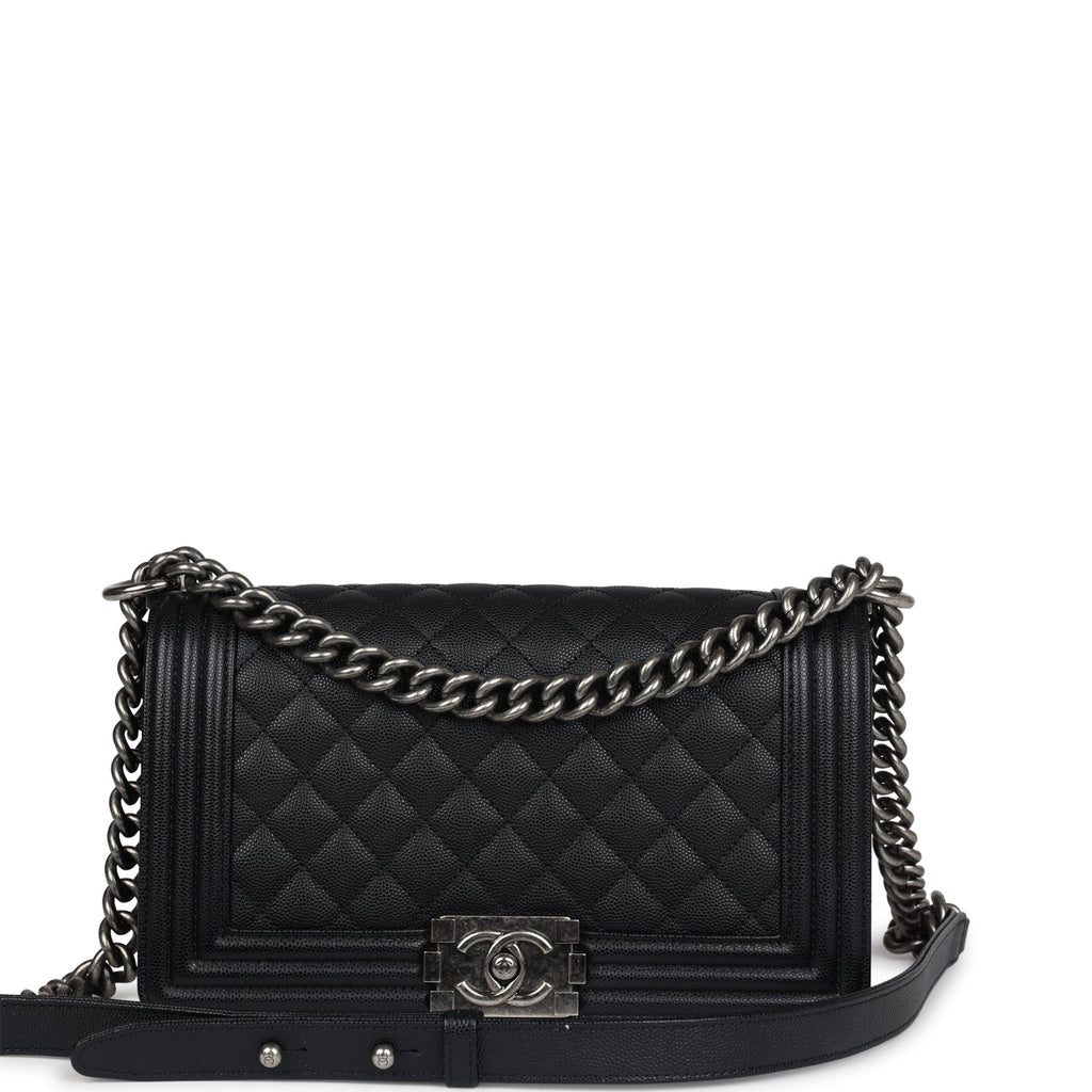 Chanel Medium Boy Bag Black Caviar Aged Ruthenium Hardware