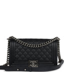 Chanel Medium Boy Bag Black Caviar Aged Ruthenium Hardware