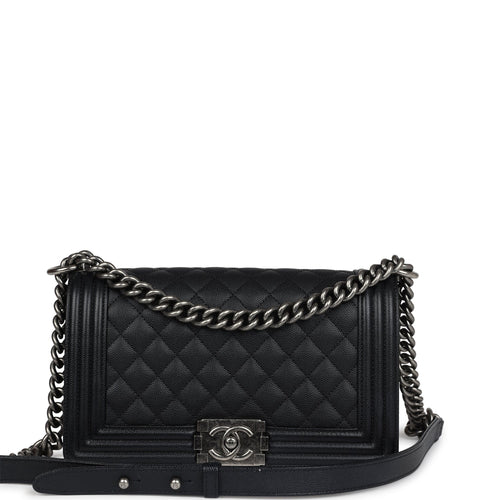 Chanel Medium Boy Bag Black Caviar Aged Ruthenium Hardware