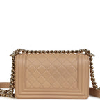 Chanel Small Boy Bag Beige Lambskin Light Gold Hardware