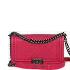 Chanel Medium Boy Bag Pink Lambskin Aged Ruthenium Hardware