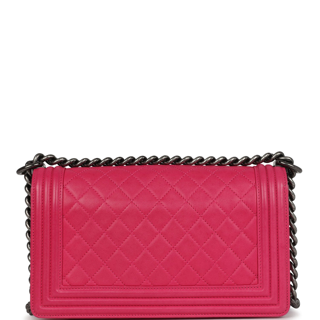 Chanel Medium Boy Bag Pink Lambskin Aged Ruthenium Hardware