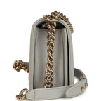 Chanel Medium Boy Bag Grey Shiny Caviar Light Gold Hardware
