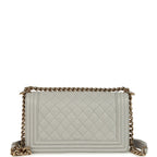 Chanel Medium Boy Bag Grey Shiny Caviar Light Gold Hardware