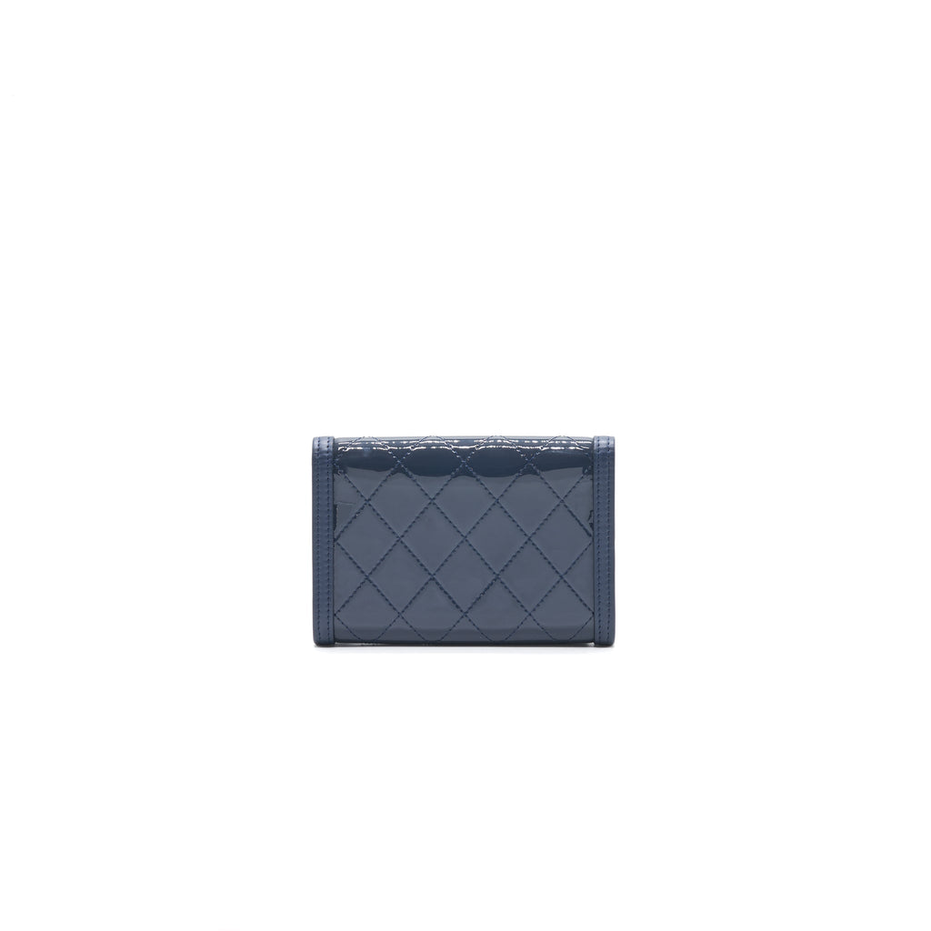 Chanel Flap Wallet Patent Leather Dark Blue Serial 20