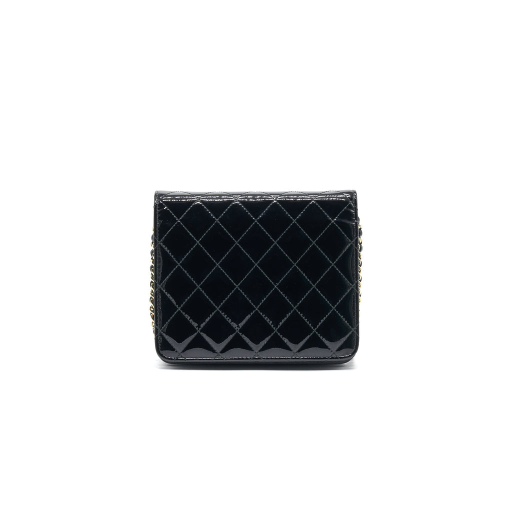 Chanel Square Wallet on Chain Patent Leather Black GHW