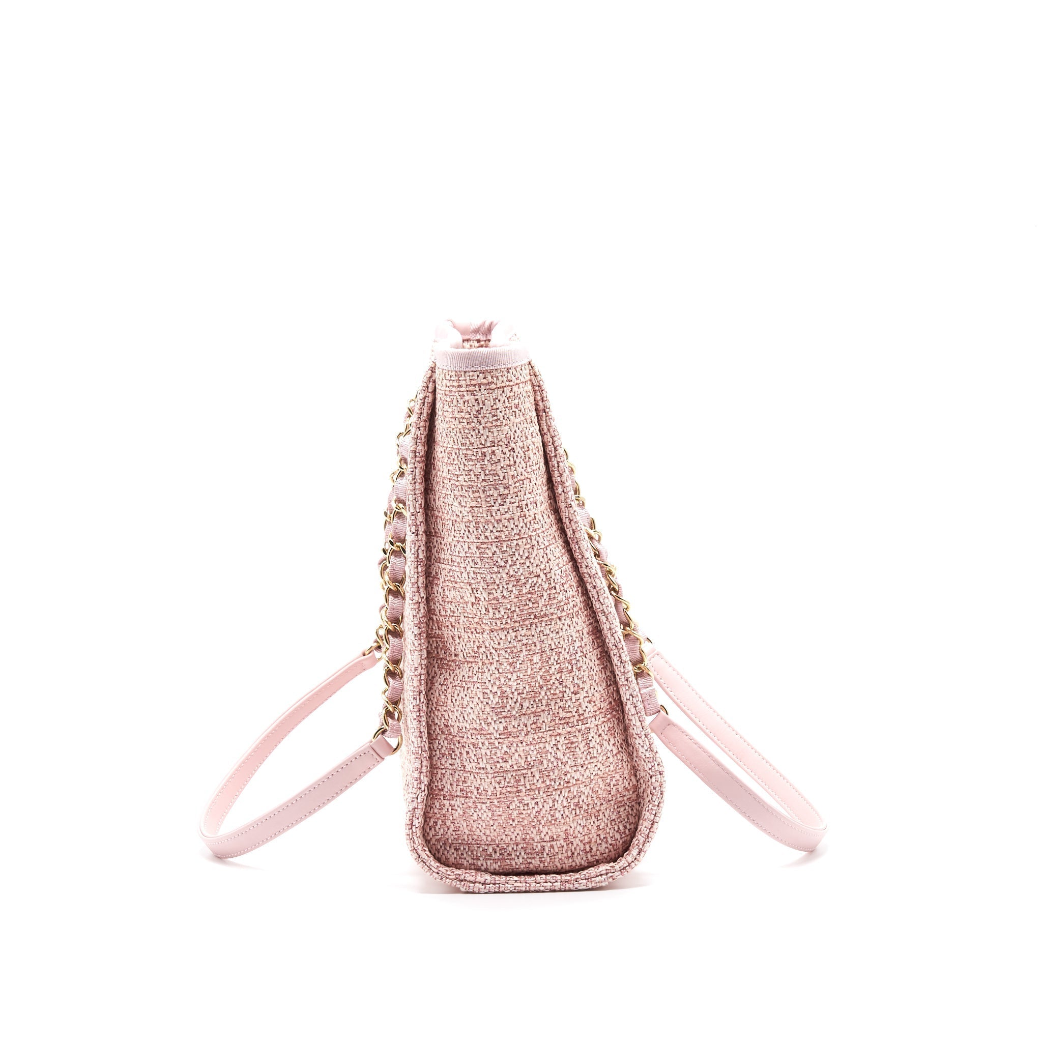 Chanel Deauville PM Tote Bag Canvas Pink SHW